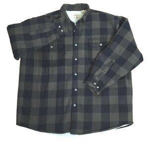 Red Head Brand Co. Fleece Lined Flannel Shirt Jacket Mens 2XL Olive Black Plaid